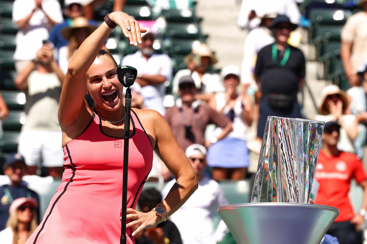 Aryna Sabalenka celebra su décimo WTA 1000 y su compromiso en Indian Wells.